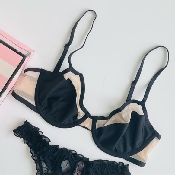 32D SMALL Victoria’s Secret black bra set - Picture 2 of 6